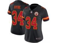 #34 Limited Carlos Hyde Black Football Women's Jersey Kansas City Chiefs Rush Vapor Untouchable
