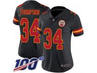 #34 Limited Darwin Thompson Black Football Women's Jersey Kansas City Chiefs Rush Vapor Untouchable 100th Season