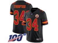 #34 Limited Darwin Thompson Black Football Youth Jersey Kansas City Chiefs Rush Vapor Untouchable 100th Season