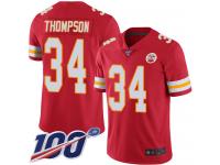 #34 Limited Darwin Thompson Red Football Home Youth Jersey Kansas City Chiefs Vapor Untouchable 100th Season
