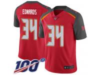 #34 Limited Mike Edwards Red Football Home Men's Jersey Tampa Bay Buccaneers Vapor Untouchable 100th Season