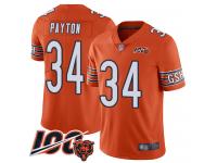 #34 Limited Walter Payton Orange Football Alternate Youth Jersey Chicago Bears 100th Season
