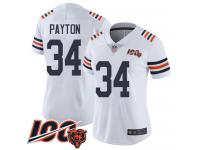 #34 Limited Walter Payton White Football Women's Jersey Chicago Bears 100th Season