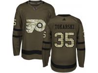 #35 Authentic Dustin Tokarski Green Adidas NHL Men's Jersey Philadelphia Flyers Salute to Service