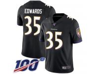 #35 Limited Gus Edwards Black Football Alternate Youth Jersey Baltimore Ravens Vapor Untouchable 100th Season