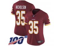 #35 Limited Montae Nicholson Burgundy Red Football Home Women's Jersey Washington Redskins Vapor Untouchable 100th Season