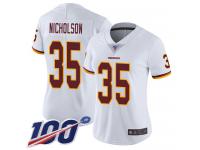 #35 Limited Montae Nicholson White Football Road Women's Jersey Washington Redskins Vapor Untouchable 100th Season