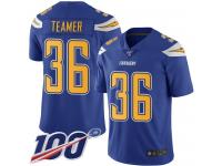 #36 Limited Roderic Teamer Electric Blue Football Men's Jersey Los Angeles Chargers Rush Vapor Untouchable 100th Season