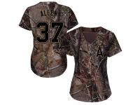 #37 Authentic Cody Allen Camo Baseball Women's Jersey Los Angeles Angels of Anaheim Realtree Collection Flex Base