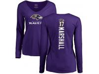 #37 Baltimore Ravens Iman Marshall Women's Backer Purple Football Long Sleeve T-Shirt