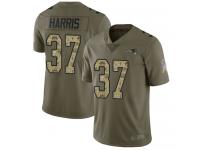 #37 Limited Damien Harris Olive Camo Football Men's Jersey New England Patriots 2017 Salute to Service