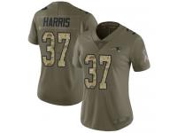 #37 Limited Damien Harris Olive Camo Football Women's Jersey New England Patriots 2017 Salute to Service