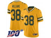 #38 Limited Tramon Williams Gold Football Youth Jersey Green Bay Packers Inverted Legend 100th Season