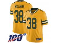 #38 Limited Tramon Williams Gold Football Youth Jersey Green Bay Packers Rush Vapor Untouchable 100th Season