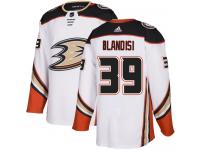 #39 Adidas Authentic Joseph Blandisi Men's White NHL Jersey - Away Anaheim Ducks