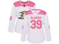#39 Adidas Authentic Joseph Blandisi Women's White Pink NHL Jersey - Anaheim Ducks Fashion