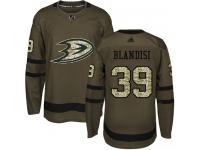 #39 Adidas Authentic Joseph Blandisi Youth Green NHL Jersey - Anaheim Ducks Salute to Service