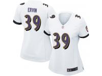 #39 Game Tyler Ervin White Football Road Women's Jersey Baltimore Ravens