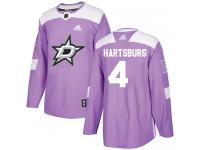 #4 Authentic Craig Hartsburg Purple Adidas NHL Men's Jersey Dallas Stars Fights Cancer Practice