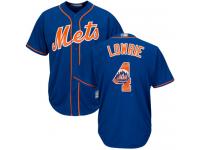 #4 Authentic Jed Lowrie Men's Royal Blue Baseball Jersey - New York Mets Team Logo Fashion Cool Base