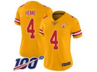 #4 Limited Chad Henne Gold Football Women's Jersey Kansas City Chiefs Inverted Legend 100th Season