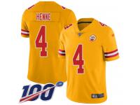 #4 Limited Chad Henne Gold Football Youth Jersey Kansas City Chiefs Inverted Legend Vapor Rush 100th Season