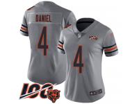 #4 Limited Chase Daniel Silver Football Women's Jersey Chicago Bears Inverted Legend Vapor Rush 100th Season
