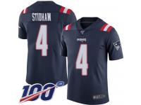 #4 Limited Jarrett Stidham Navy Blue Football Youth Jersey New England Patriots Rush Vapor Untouchable 100th Season