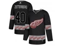 #40 Adidas Authentic Henrik Zetterberg Men's Black NHL Jersey - Detroit Red Wings Team Logo Fashion