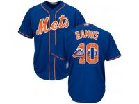 #40 Authentic Wilson Ramos Men's Royal Blue Baseball Jersey - New York Mets Team Logo Fashion Cool Base