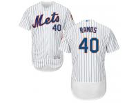 #40 Authentic Wilson Ramos Men's White Baseball Jersey - Home New York Mets Flex Base