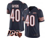 #40 Limited Gale Sayers Navy Blue Football Home Youth Jersey Chicago Bears 100th Season