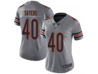 #40 Limited Gale Sayers Silver Football Women's Jersey Chicago Bears Inverted Legend Vapor Rush