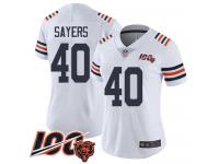 #40 Limited Gale Sayers White Football Women's Jersey Chicago Bears 100th Season