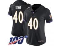 #40 Limited Kenny Young Black Football Alternate Women's Jersey Baltimore Ravens Vapor Untouchable 100th Season