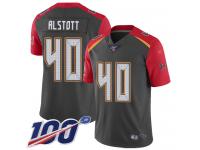 #40 Limited Mike Alstott Gray Football Men's Jersey Tampa Bay Buccaneers Inverted Legend 100th Season