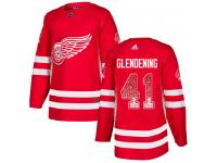 #41 Adidas Authentic Luke Glendening Men's Red NHL Jersey - Detroit Red Wings Drift Fashion