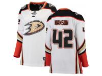 #42 Breakaway Josh Manson Women's White NHL Jersey - Away Anaheim Ducks