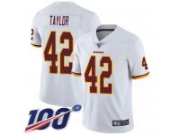 #42 Limited Charley Taylor White Football Road Men's Jersey Washington Redskins Vapor Untouchable 100th Season