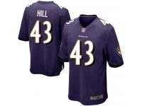 #43 Baltimore Ravens Justice Hill Game Men's Home Purple Jersey Football