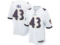 #43 Baltimore Ravens Justice Hill Game Men's Road White Jersey Football