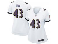 #43 Baltimore Ravens Justice Hill Game Women's Road White Jersey Football