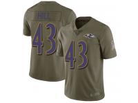 #43 Baltimore Ravens Justice Hill Limited Men's Olive Jersey Football 2017 Salute to Service