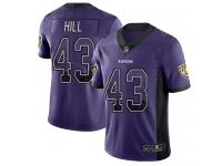 #43 Baltimore Ravens Justice Hill Limited Men's Purple Jersey Football Rush Drift Fashion