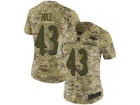 #43 Baltimore Ravens Justice Hill Limited Women's Camo Jersey Football 2018 Salute to Service