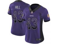 #43 Baltimore Ravens Justice Hill Limited Women's Purple Jersey Football Rush Drift Fashion