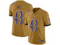 #43 Limited Justice Hill Gold Football Men's Jersey Baltimore Ravens Inverted Legend Vapor Rush