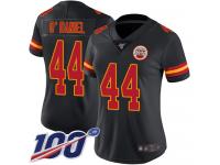 #44 Limited Dorian O'Daniel Black Football Women's Jersey Kansas City Chiefs Rush Vapor Untouchable 100th Season