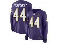 #44 Limited Marlon Humphrey Purple Football Women's Jersey Baltimore Ravens Therma Long Sleeve