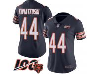 #44 Limited Nick Kwiatkoski Navy Blue Football Home Women's Jersey Chicago Bears 100th Season